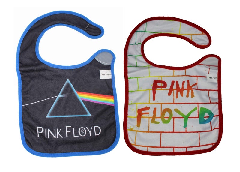 daphyls Pink Floyd Dark Side of the Moon and The Wall Baby Bib 2-Pack Extra Soft, Officially Licensed, Easy Side Closure, Large Size Fits Infant Toddler and Baby - Image 1